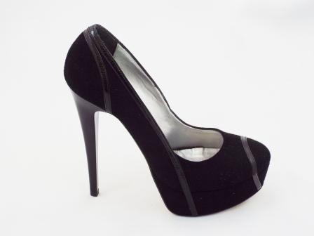 Pantofi dama negri CORY din piele intoarsa naturala premium , cu toc inalt. biashoes.ro imagine reduceri