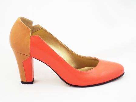 Pantofi dama portocaliu/bej CORY, din piele naturala premium . biashoes.ro imagine reduceri