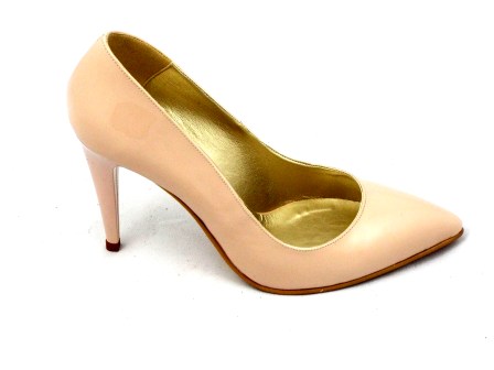Pantofi dama bej, CORY STILETTO, din piele bej lacuita, cu toc de inaltime medie biashoes.ro imagine reduceri