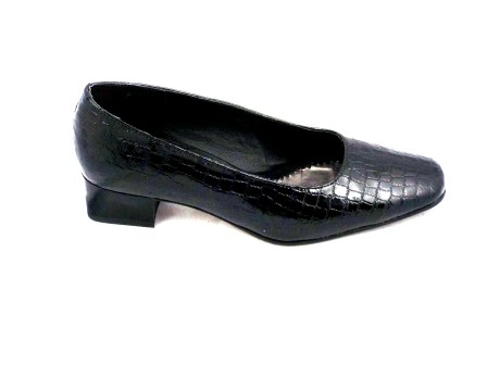 Pantofi dama negri ROMA CROC cu toc de inaltime medie