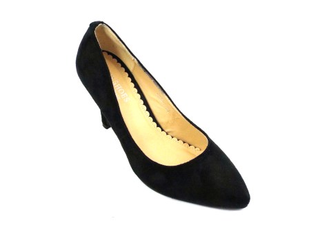 Pantofi dama negri eleganti imitatie piele intoarsa cu de