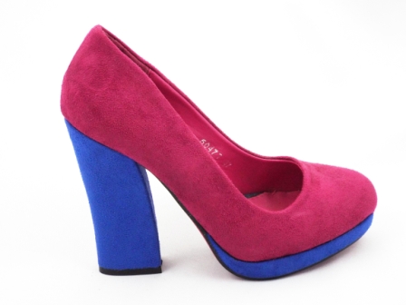 Pantofi dama purple, eleganti, imitatie piele intoarsa, cu toc inalt