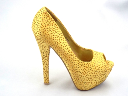 Pantofi dama galbeni, cu strassuri, toc inalt, satinati biashoes.ro imagine reduceri