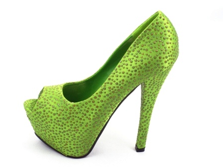 Pantofi dama verzi, cu strassuri, toc inalt biashoes.ro imagine reduceri