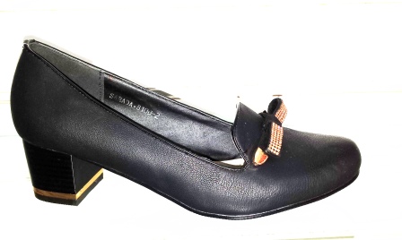 Pantofi dama negri, eleganti , cu toc de 3 cm, material imitatie piele , cu accesorii metalice,