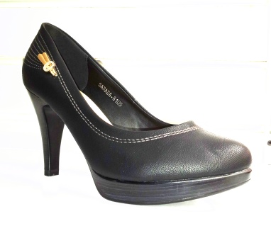 Pantofi dama negri, eleganti , cu platforma si toc de 7 cm, material imitatie piele, cu accesoriu metalic