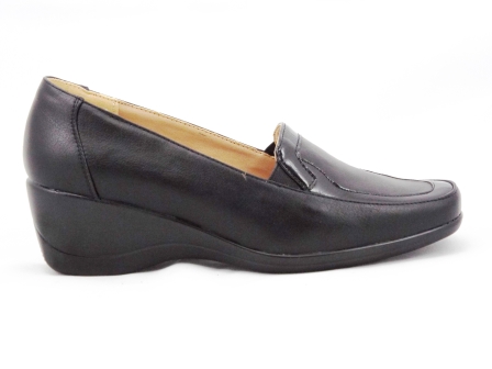 Pantofi dama negri imitatie piele, cu toc ortopedic de 5 cm