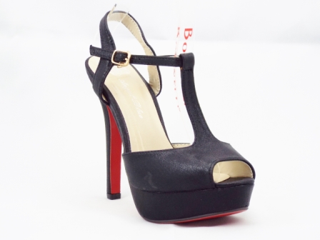 Sandale dama negre , cu toc de 9 cm si platforma ANGEL BLU PT005-42-90-87 imagine reduceri