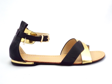 Sandale dama negre cu auriu