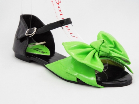 Sandale dama negre cu verde, accesoriu tip floare