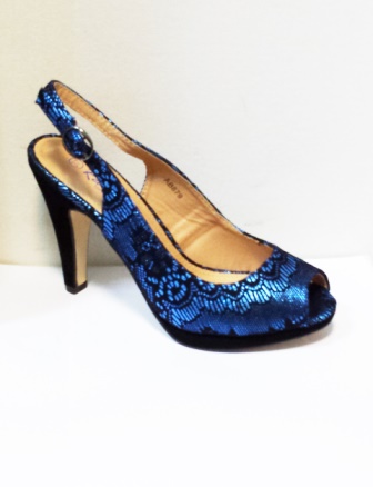 Sandale dama albastre cu insertii de negru, cu platforma si toc de 9 cm