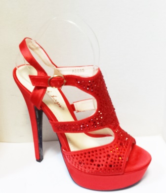 Sandale dama rosii, elegante, cu platforma si strasuri la culoare
