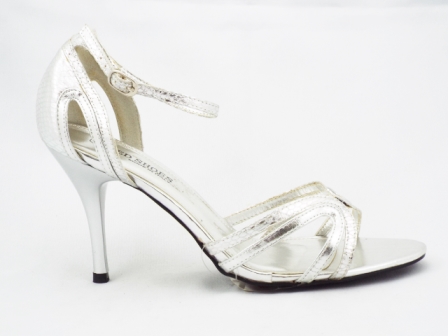 Sandale dama argintii, elegante , cu toc de 8 cm.