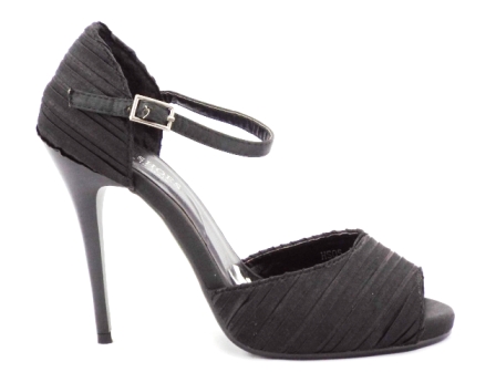 Sandale dama negre, elegante,cu toc de 10 cm, satin