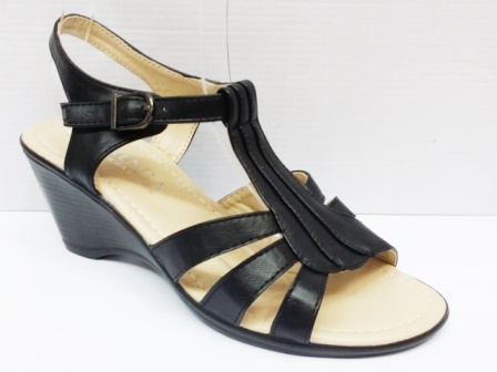 Sandale dama negre, toc de 5 cm, ortopedice, model trei barete.