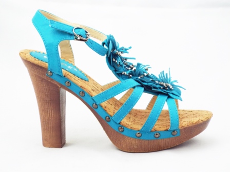 Sandale dama albastre cu toc de 12 cm si platforma de 3 cm
