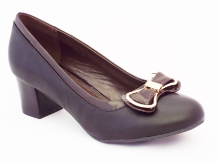 Pantofi dama negri , toc de 5 cm, cu accesoriu metalic