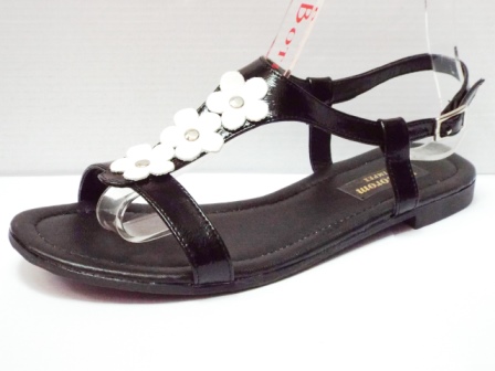 Sandale dama negre din piele naturala , cu model tip floare biashoes.ro imagine reduceri