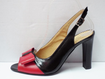 Sandale dama negre cu rosu, din piele naturala , cu accesoriu frontal tip funda biashoes.ro imagine reduceri
