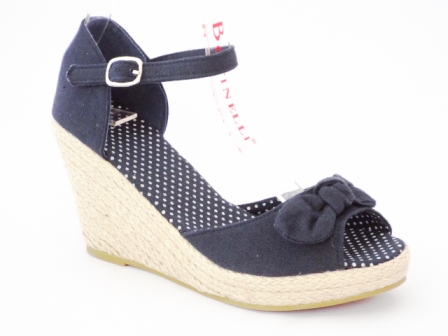 Sandale dama bleumarin, cu talpa ortopedica si accesoriu frontal tip funda