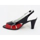 Sandale dama piele rosu cu negru toc 7,5 cm Genna, (ROMA SD 782-82)