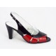 Sandale dama piele rosu cu negru toc 7,5 cm Genna, (ROMA SD 782-82)