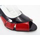 Sandale dama piele rosu cu negru toc 7,5 cm Genna, (ROMA SD 782-82)