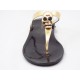 Papuci dama negru cu auriu, model cap schelet, (MEI-93)