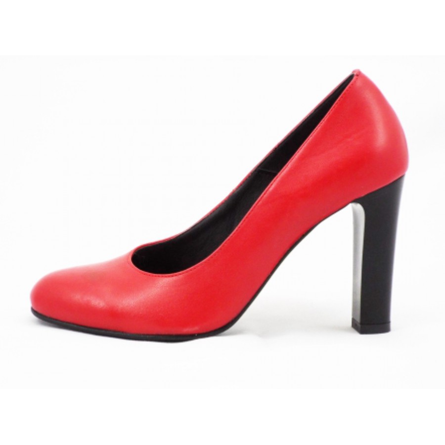 brand name See you champion Pantofi dama rosii din piele naturala, eleganti, cu toc de 9 cm.