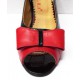 Sandale dama negre cu rosu, din piele naturala , cu accesoriu frontal tip funda, (ROMA SD11-53)