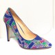 Pantofi dama  albastri cu aplicatii multicolore, (LUCIA-32)