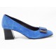 Pantofi dama albastri din piele naturala , cu accesoriu tip fundita si toc de 5 cm, (ROMA PD 148-16)