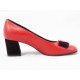 Pantofi dama rosii din piele naturala , cu accesoriu tip fundita si toc de 5 cm, (ROMA PD 148-19)