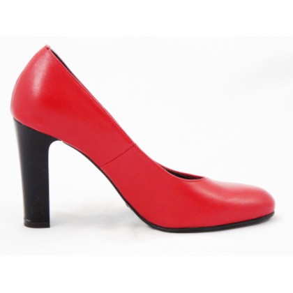 Pantofi dama rosii din piele naturala, eleganti, cu toc de 9 cm., (ROMA PD 150-77)