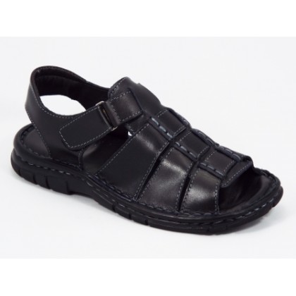 Sandale barbati piele negre Tudor, (RUSAY ION N-17)